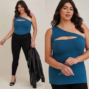 NWT Torrid 5 Blue Foxy Cutout One Shoulder Top 5X 28